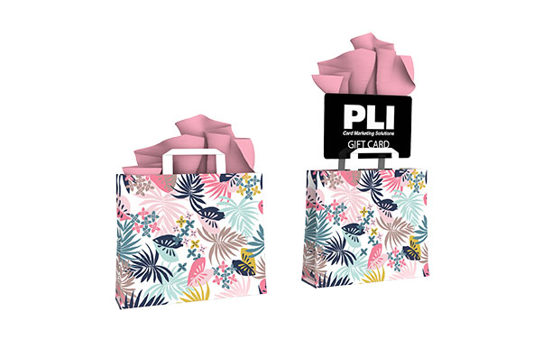 gift bag with tissue paper pinkfloral-plicards