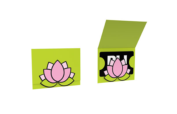 die cut fold over carrier lotus-plicards