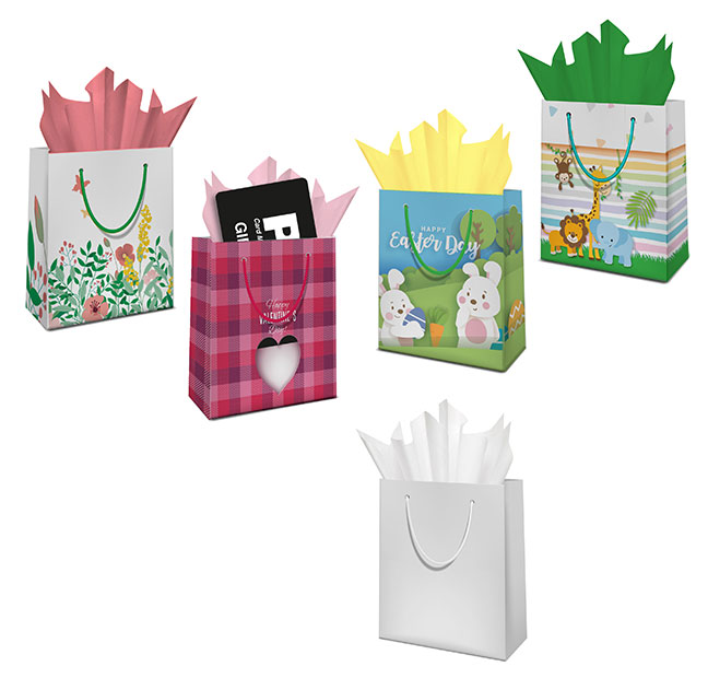 gift bag with tissue paper paperbags-plicards
