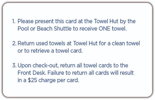 pool/towel access key card detail-plicards